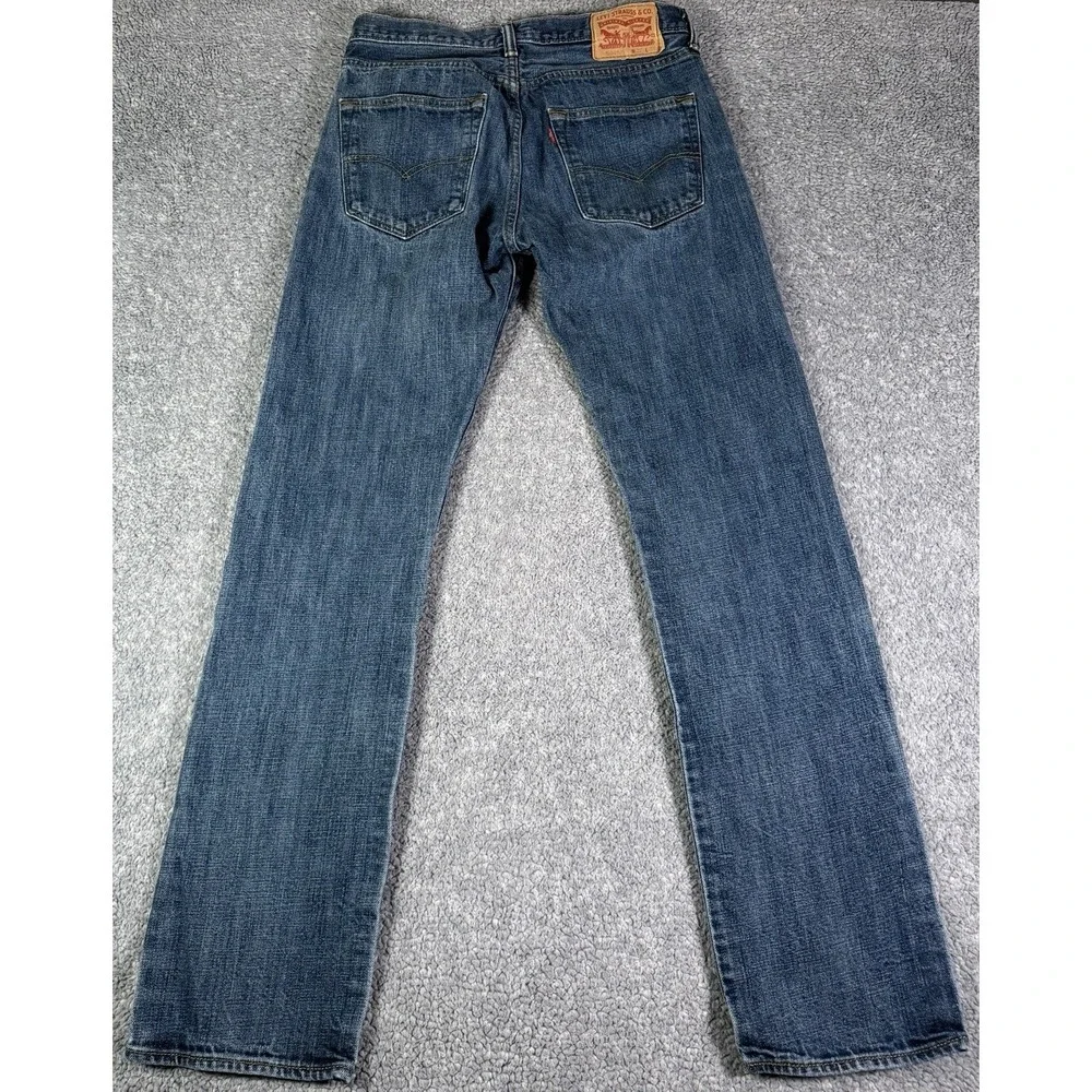Levis 501 Jeans Men 30x32 Blue Button Fly Straight 100% Cotton Denim Medium Wash